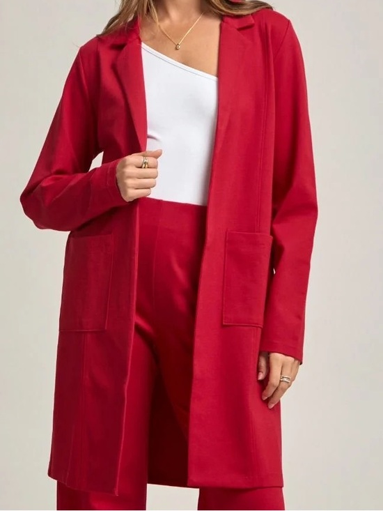 Dear Scarlett Jackets & Blazers - Dear Scarlett Magic Midi Chic Blazer - Red